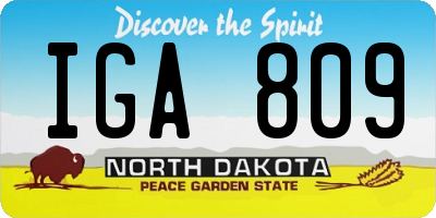 ND license plate IGA809