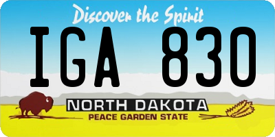 ND license plate IGA830