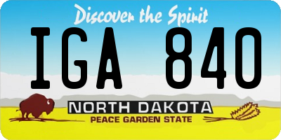 ND license plate IGA840