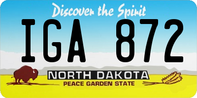 ND license plate IGA872