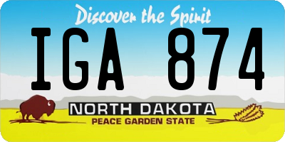 ND license plate IGA874
