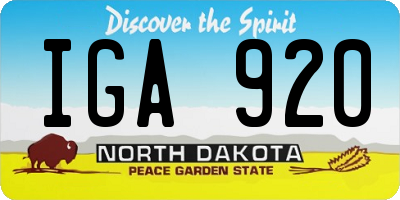 ND license plate IGA920