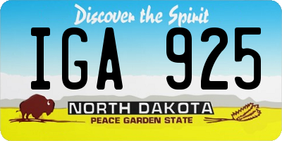 ND license plate IGA925