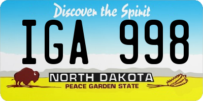 ND license plate IGA998
