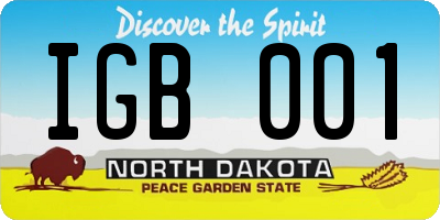 ND license plate IGB001
