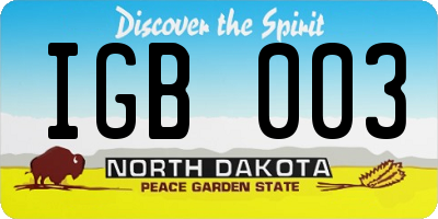 ND license plate IGB003