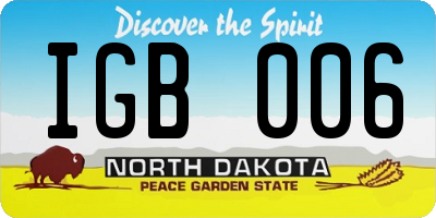 ND license plate IGB006