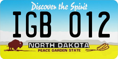 ND license plate IGB012