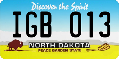 ND license plate IGB013
