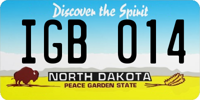 ND license plate IGB014
