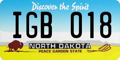 ND license plate IGB018