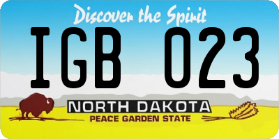 ND license plate IGB023