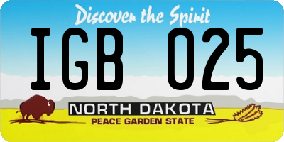 ND license plate IGB025
