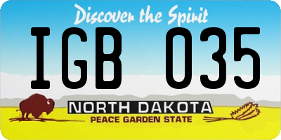 ND license plate IGB035