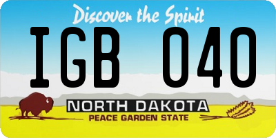 ND license plate IGB040