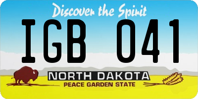 ND license plate IGB041