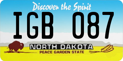 ND license plate IGB087