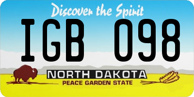 ND license plate IGB098