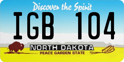 ND license plate IGB104