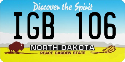 ND license plate IGB106