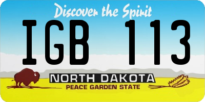 ND license plate IGB113