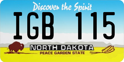 ND license plate IGB115
