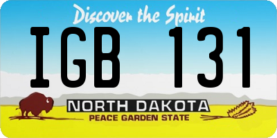 ND license plate IGB131