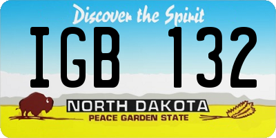 ND license plate IGB132