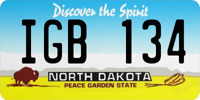 ND license plate IGB134