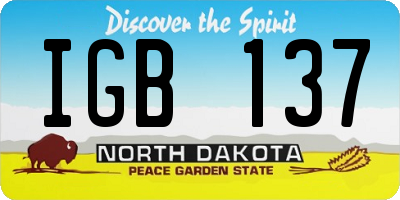 ND license plate IGB137
