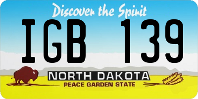ND license plate IGB139