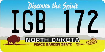 ND license plate IGB172