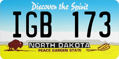 ND license plate IGB173