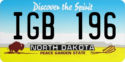 ND license plate IGB196