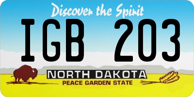 ND license plate IGB203