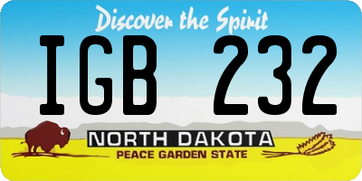 ND license plate IGB232