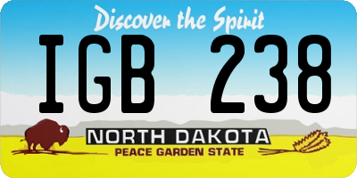 ND license plate IGB238