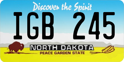 ND license plate IGB245