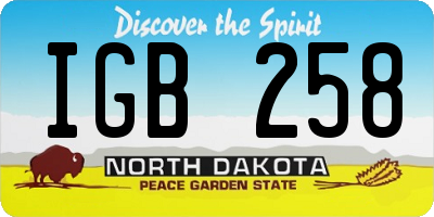 ND license plate IGB258