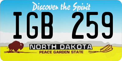 ND license plate IGB259