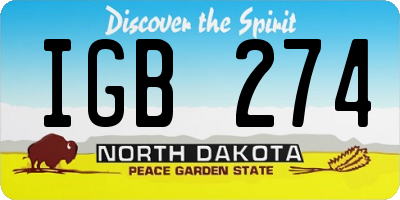 ND license plate IGB274