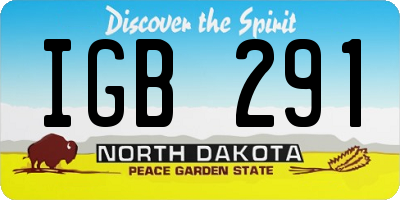 ND license plate IGB291