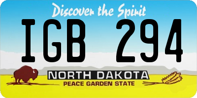 ND license plate IGB294