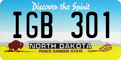 ND license plate IGB301