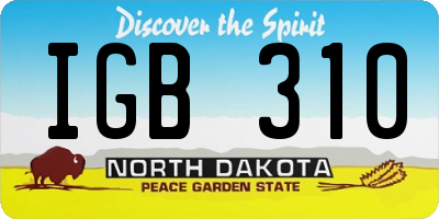 ND license plate IGB310