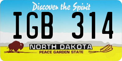 ND license plate IGB314