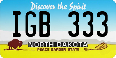 ND license plate IGB333