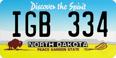 ND license plate IGB334