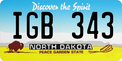 ND license plate IGB343