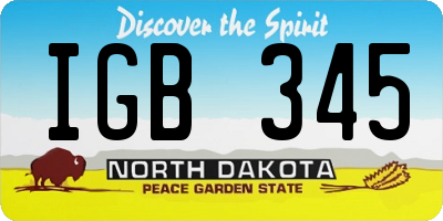 ND license plate IGB345